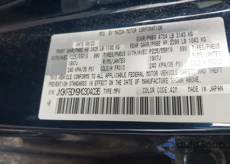 2021 Mazda Cx-5 Grand Touring from USA, damaged, VIN JM3KFBDM9M0304036